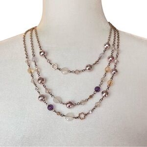 Acrylic Lucite Triple Layer Beaded Necklace